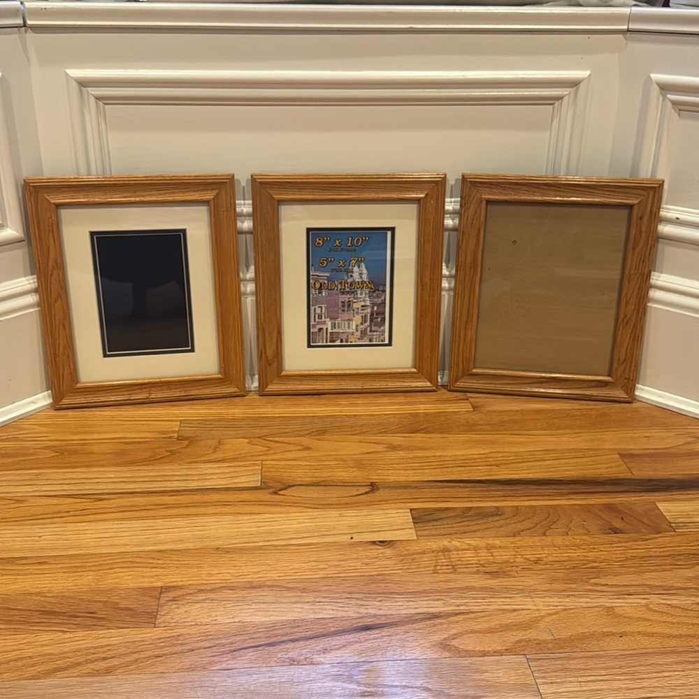 Set of 3 Solid Hardwood Picture Frames Old Town Collection 8 x 10 or 5 x 7 photo
